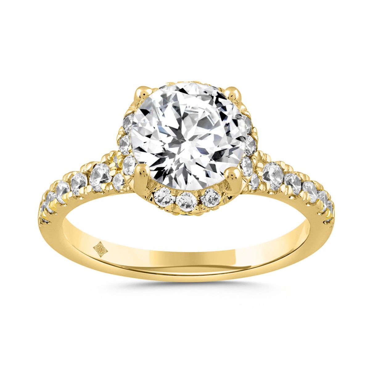 LADIES RING 2 3/4CT ROUND DIAMOND 14K YELLOW GOLD ...