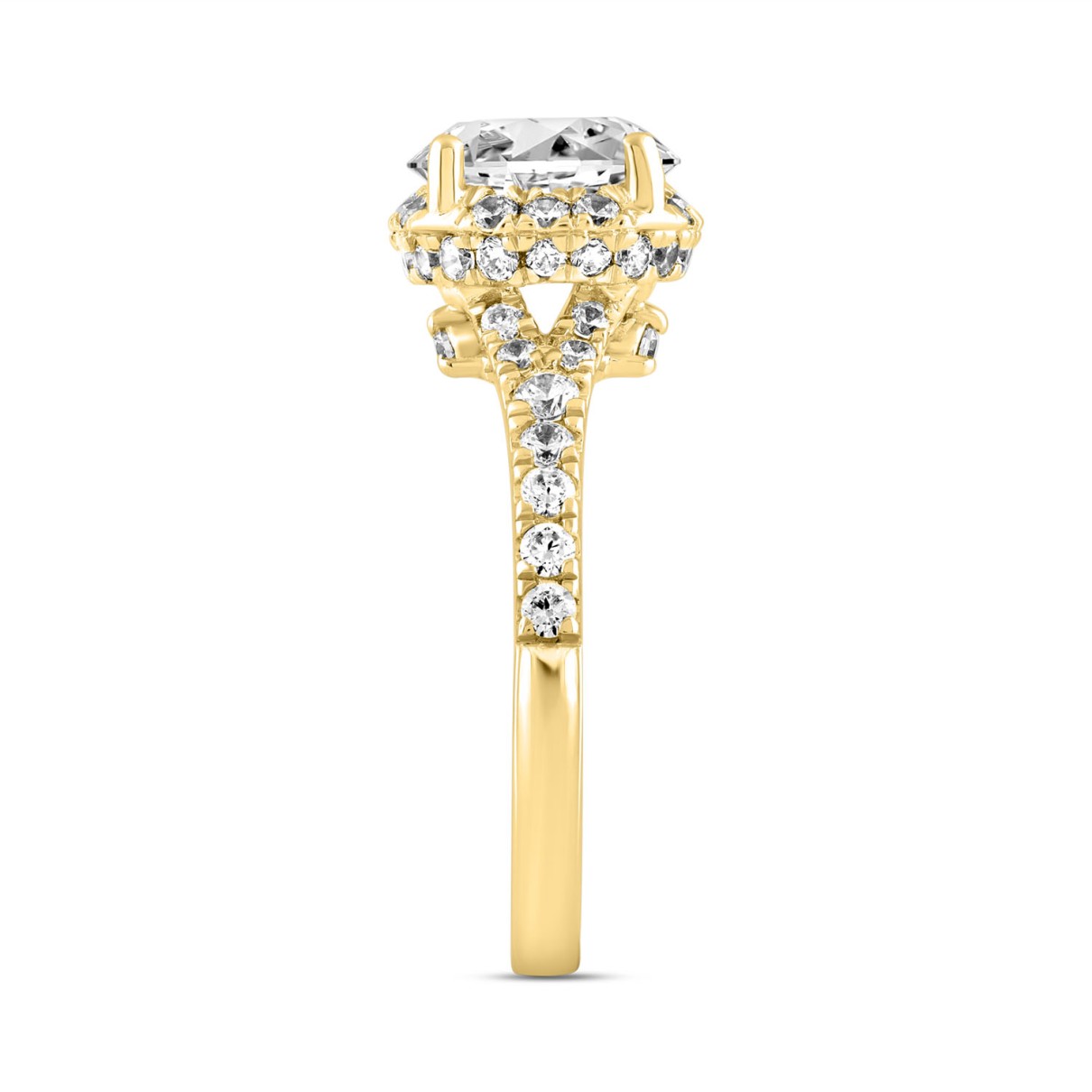 LADIES RING 2 3/4CT ROUND DIAMOND 14K YELLOW GOLD (CENTER STONE ROUND DIAMOND 2CT )