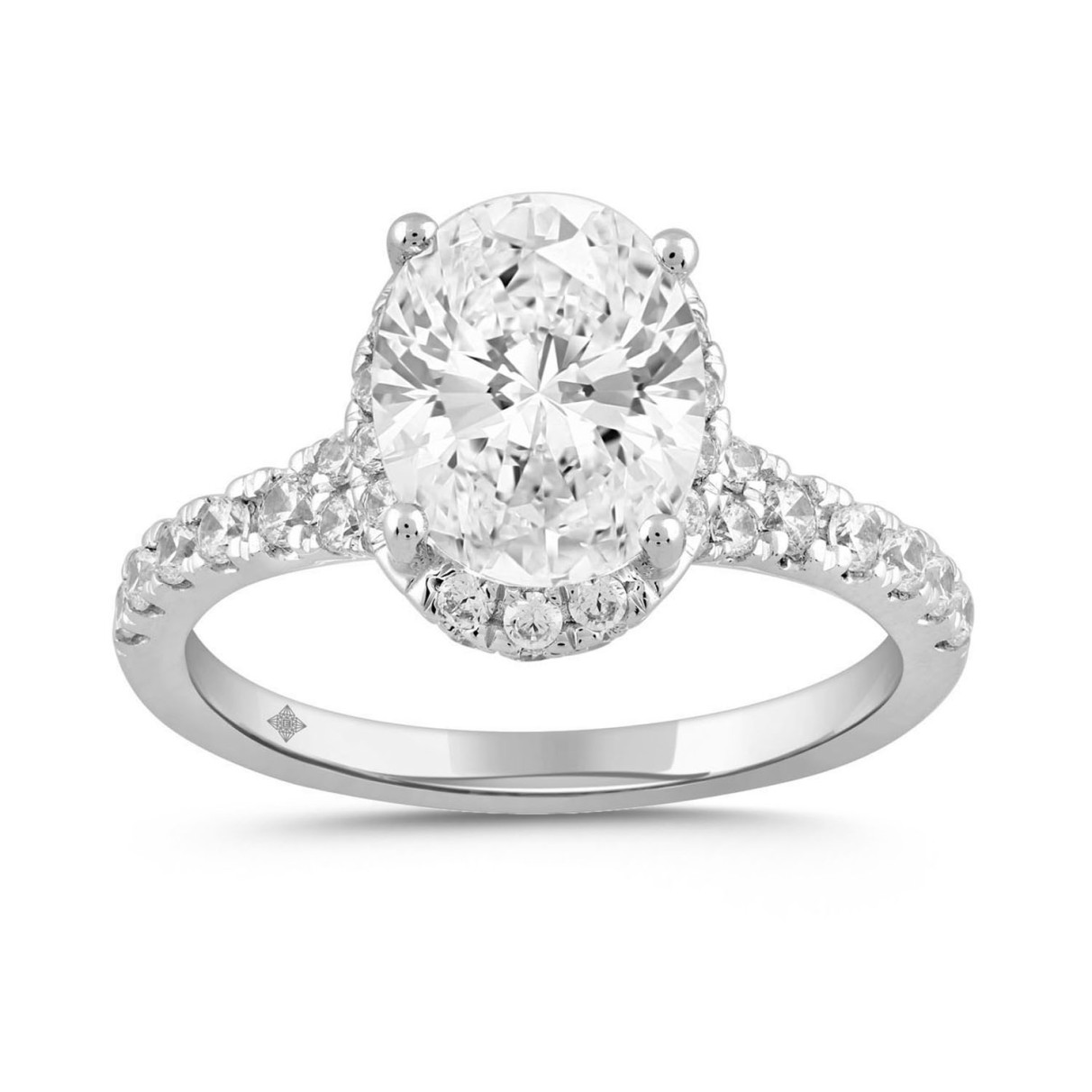 LADIES RING 2 3/4CT ROUND/OVAL DIAMOND 14K WHITE G...