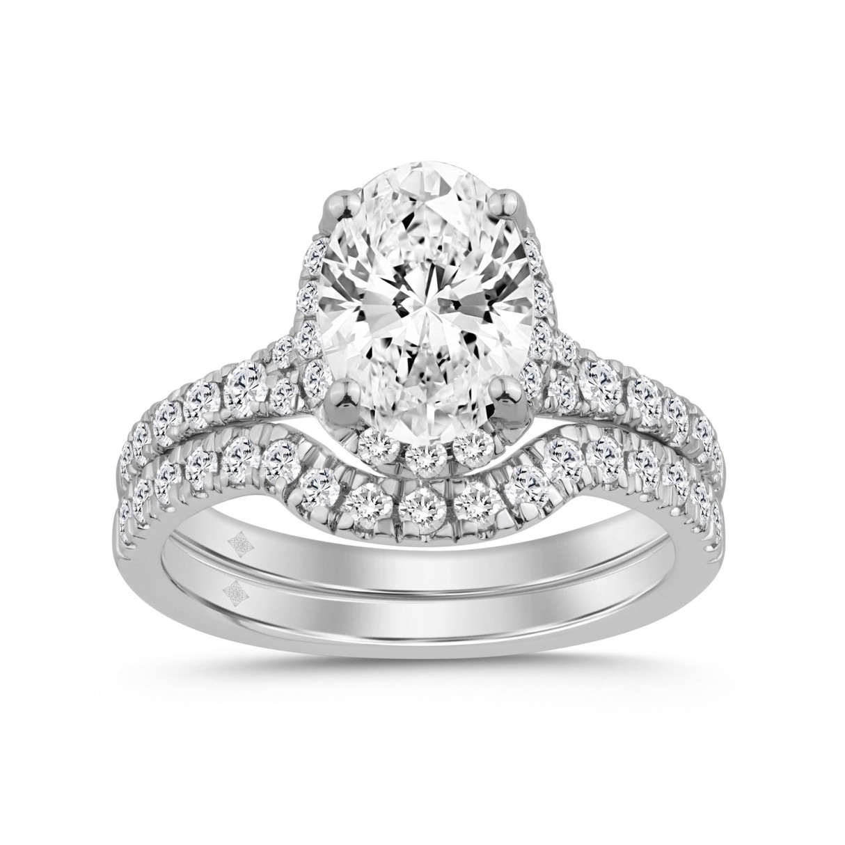 14K WHITE GOLD 2 3/4CT ROUND/OVAL DIAMOND LADIES B...