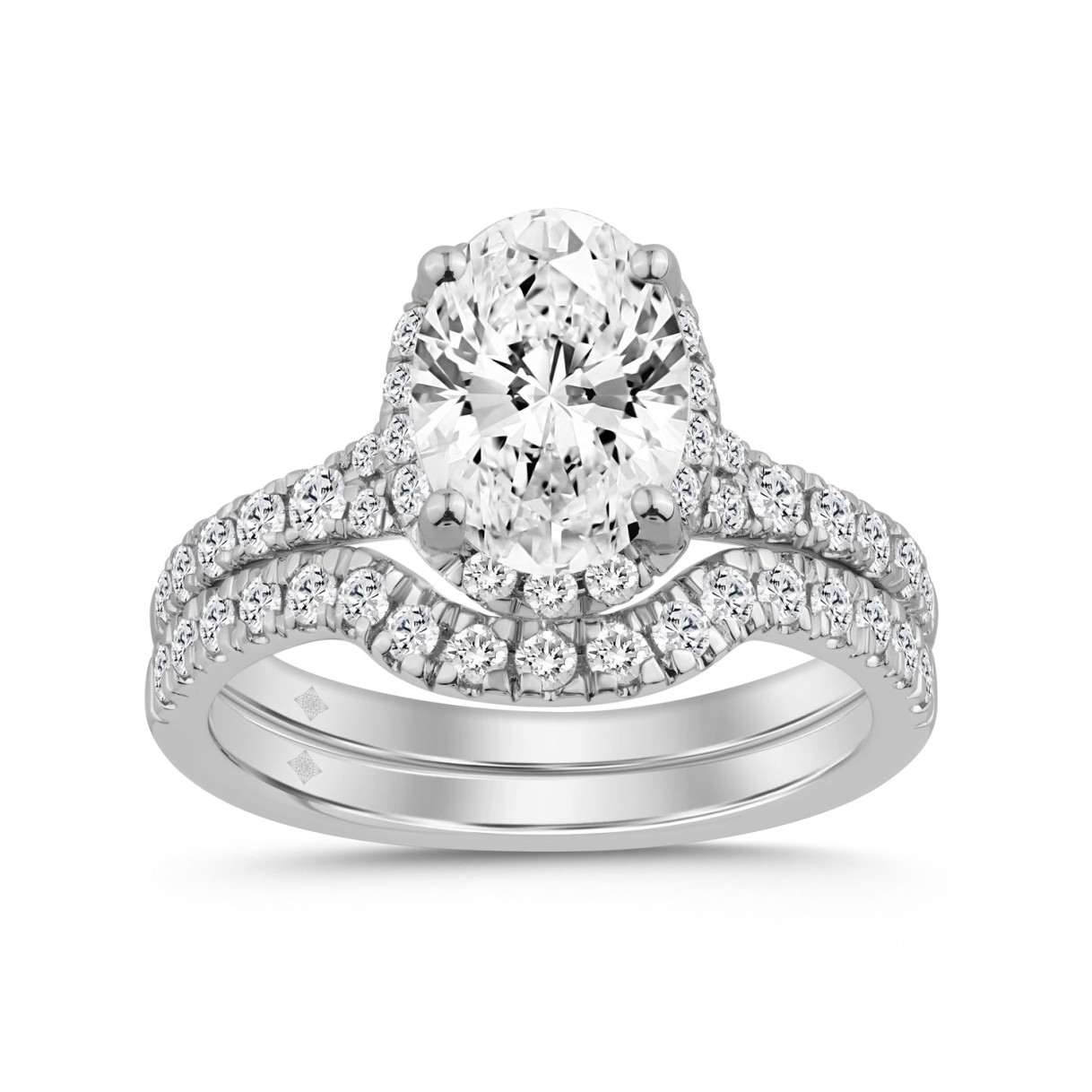 14K WHITE GOLD 2 3/4CT ROUND/OVAL DIAMOND LADIES B...