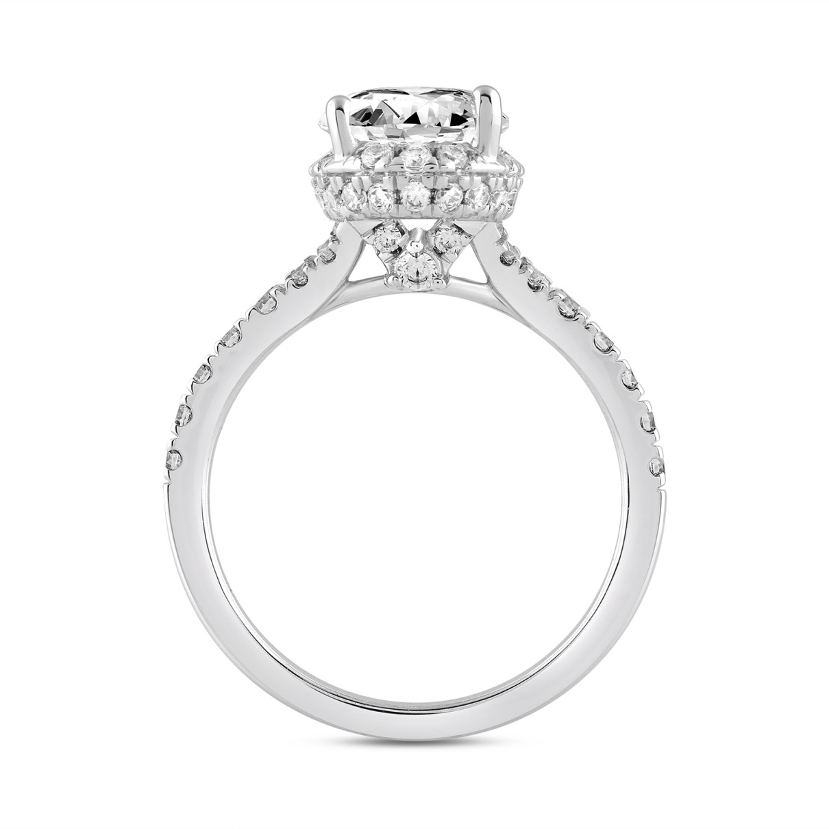 LADIES RING 2 3/4CT ROUND/OVAL DIAMOND 14K WHITE GOLD (CENTER STONE OVAL DIAMOND 2CT )