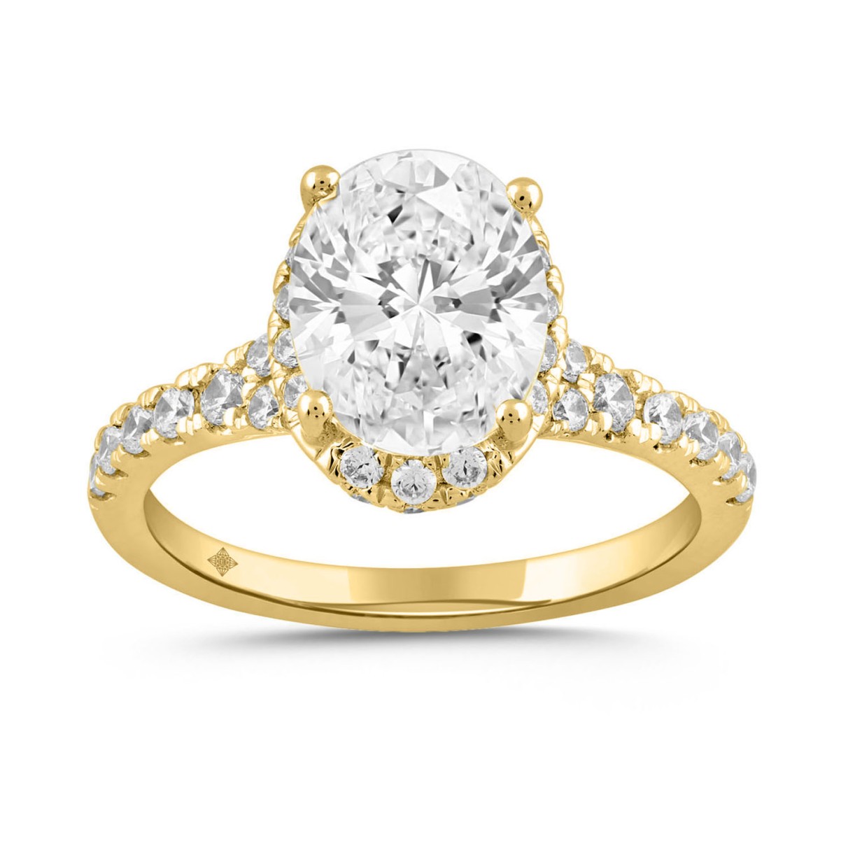 LADIES RING 2 3/4CT ROUND/OVAL DIAMOND 14K YELLOW ...