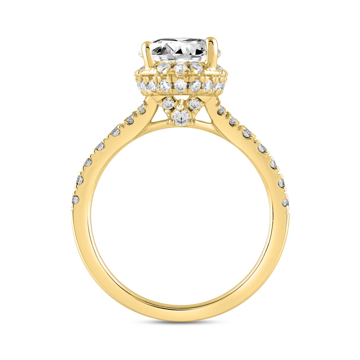 LADIES RING 2 3/4CT ROUND/OVAL DIAMOND 14K YELLOW GOLD (CENTER STONE OVAL DIAMOND 2CT )