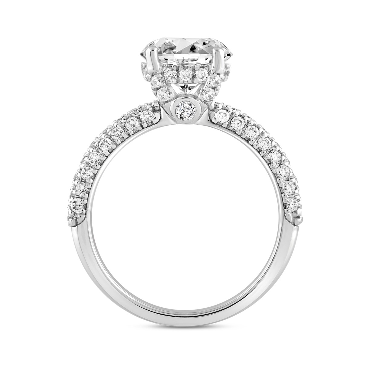 LADIES RING 2 3/4CT ROUND/PEAR DIAMOND 14K WHITE GOLD (CENTER STONE PEAR DIAMOND 2CT )