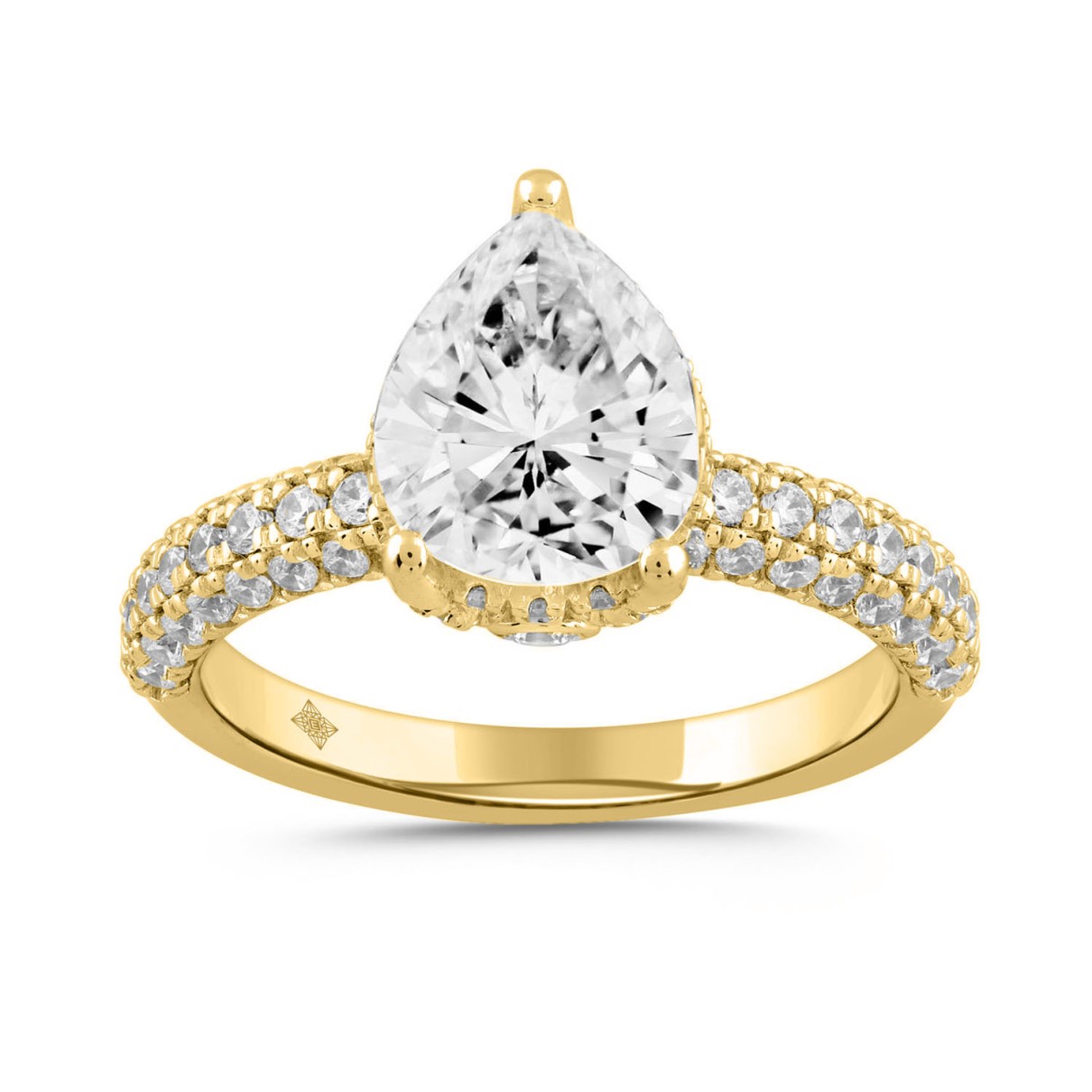 LADIES RING 2 3/4CT ROUND/PEAR DIAMOND 14K YELLOW GOLD (CENTER STONE PEAR DIAMOND 2CT )