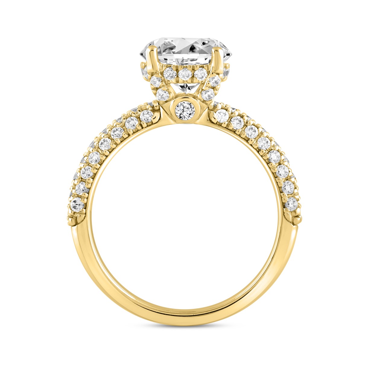 LADIES RING 2 3/4CT ROUND/PEAR DIAMOND 14K YELLOW GOLD (CENTER STONE PEAR DIAMOND 2CT )