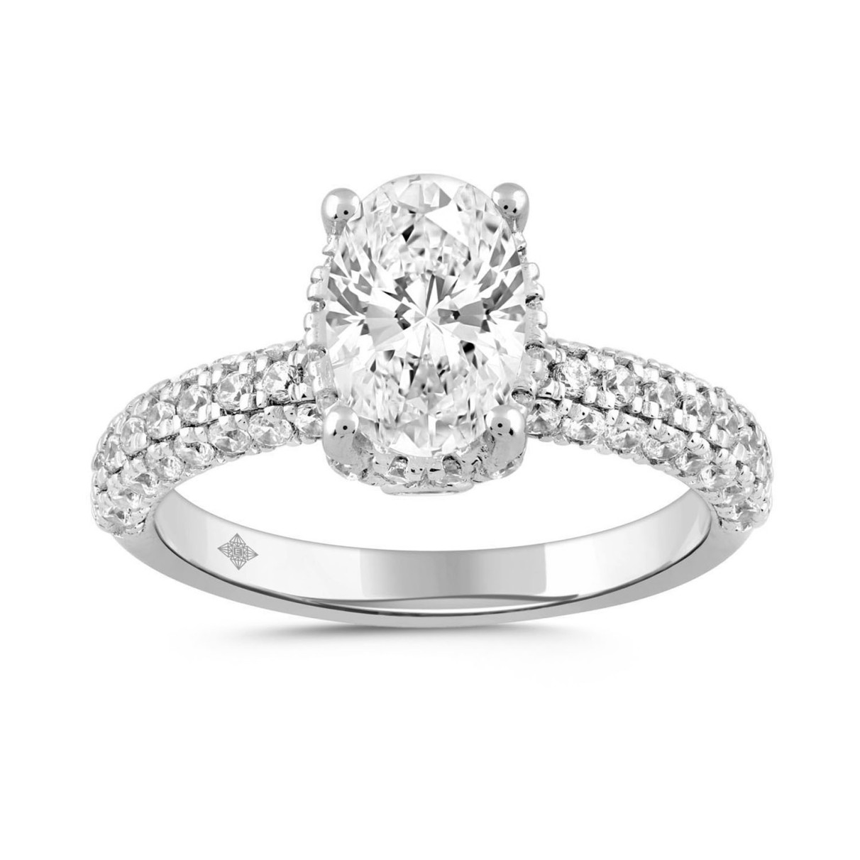 LADIES RING 2 3/4CT ROUND/OVAL DIAMOND 14K WHITE G...