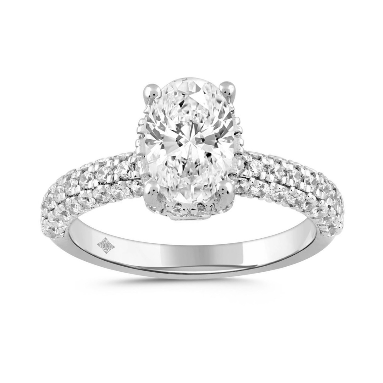 LADIES RING 2 3/4CT ROUND/OVAL DIAMOND 14K WHITE G...