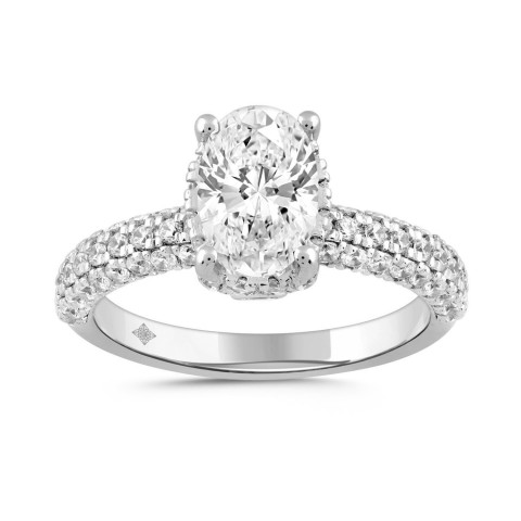 LADIES RING 2 3/4CT ROUND/OVAL DIAMOND 14K WHITE GOLD (CENTER STONE OVAL DIAMOND 2CT ) LADIES RING 2 3/4CT ROUND/OVAL DIAMOND 14K WHITE GOLD (CENTER STONE OVAL DIAMOND 2CT )