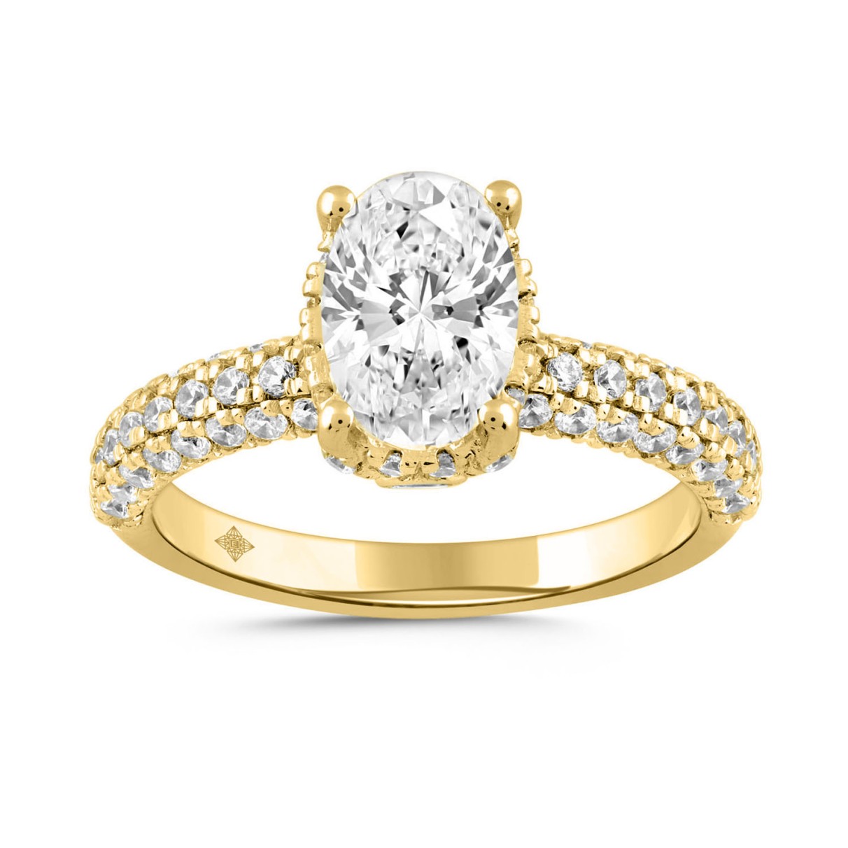 LADIES RING 2 3/4CT ROUND/OVAL DIAMOND 14K YELLOW ...