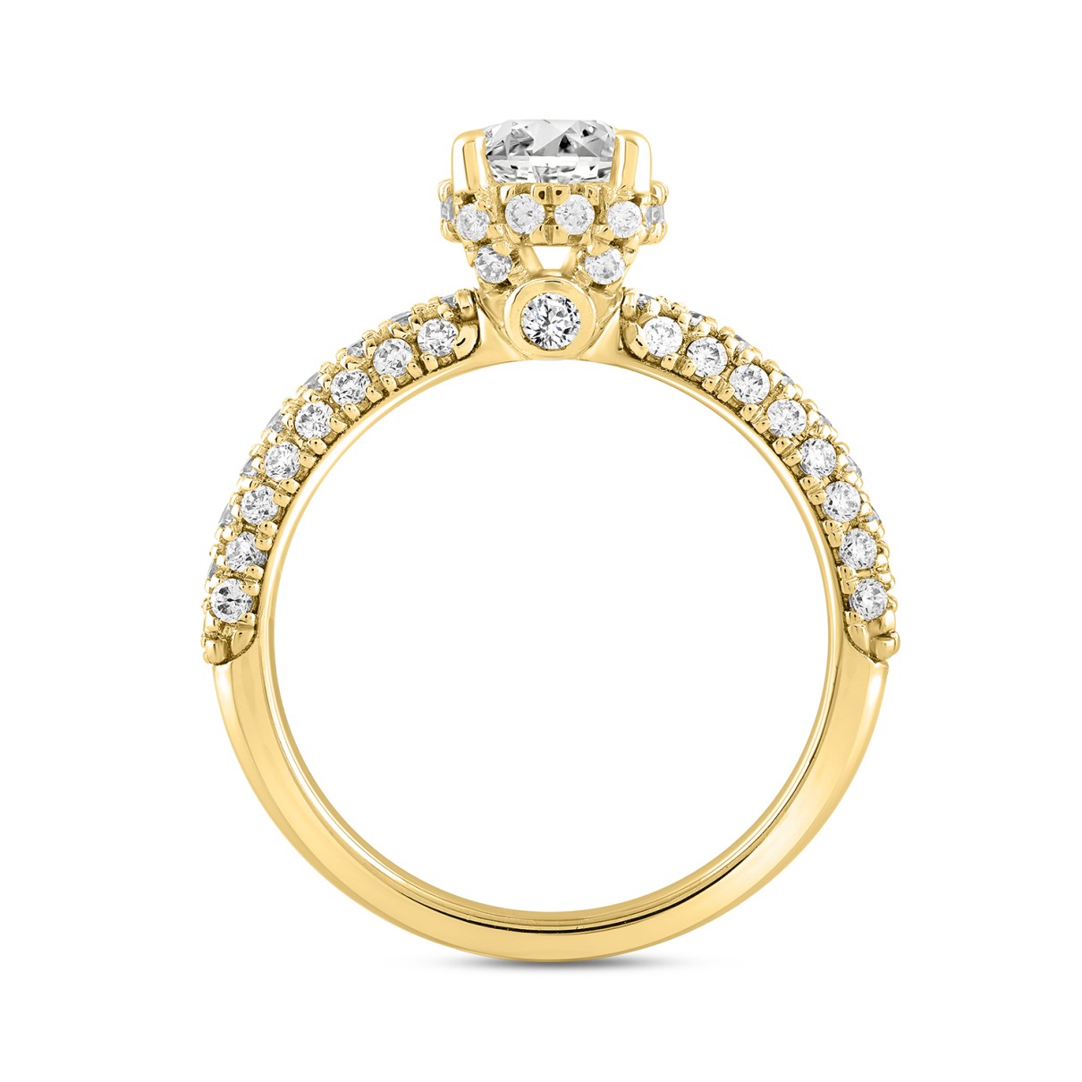 LADIES RING 2 3/4CT ROUND/OVAL DIAMOND 14K YELLOW GOLD (CENTER STONE OVAL DIAMOND 2CT )