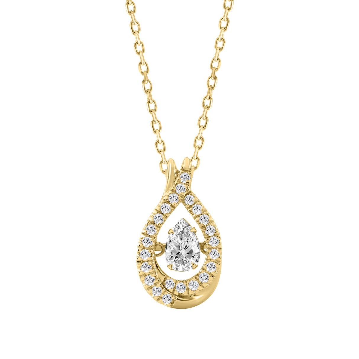 3/4Ct Round & Pear Diamond Teardrop Pendant In...
