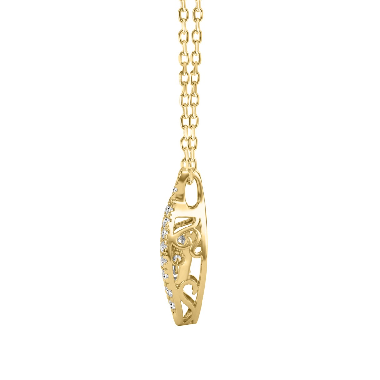 3/4Ct Round & Pear Diamond Teardrop Pendant In 10K Yellow Gold With Chain  Elegant Diamond Pendant For Women (Color F-G -Clarity Vs1/Vs2)