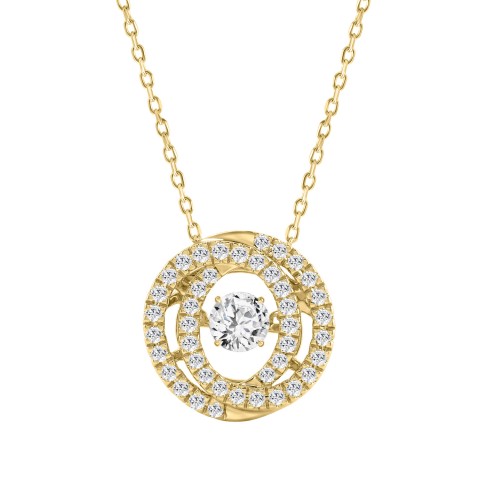 14K YELLOW GOLD 1.00CT ROUND DIAMOND LADIES PENDANT WITH CHAIN (CENTER STONE ROUND DIAMOND 1/2CT)