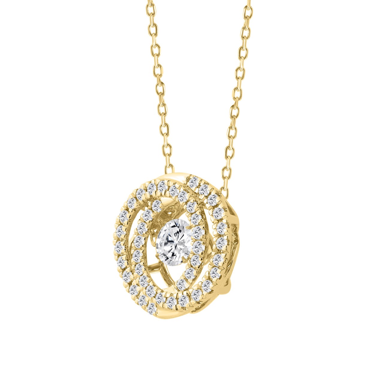 14K YELLOW GOLD 1.00CT ROUND DIAMOND LADIES PENDANT WITH CHAIN (CENTER STONE ROUND DIAMOND 1/2CT)