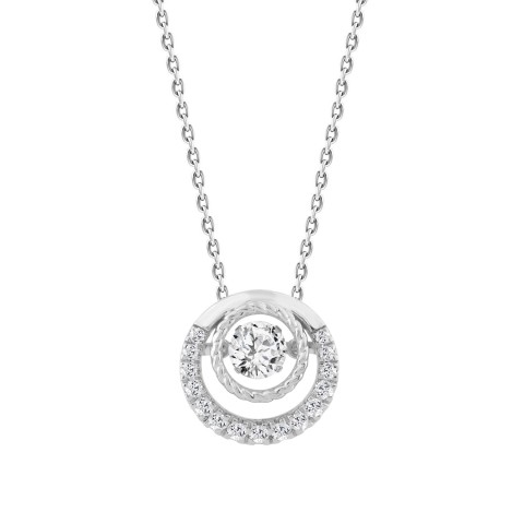 14K WHITE GOLD 3/4CT ROUND DIAMOND LADIES PENDANT WITH CHAIN (CENTER STONE ROUND DIAMOND 1/2CT)