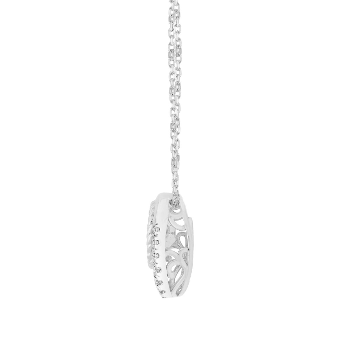 14K WHITE GOLD 3/4CT ROUND DIAMOND LADIES PENDANT WITH CHAIN (CENTER STONE ROUND DIAMOND 1/2CT)