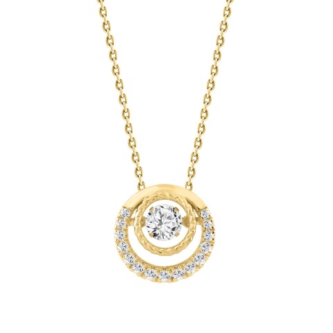 14K YELLOW GOLD 3/4CT ROUND DIAMOND LADIES PENDANT WITH CHAIN (CENTER STONE ROUND DIAMOND 1/2CT)