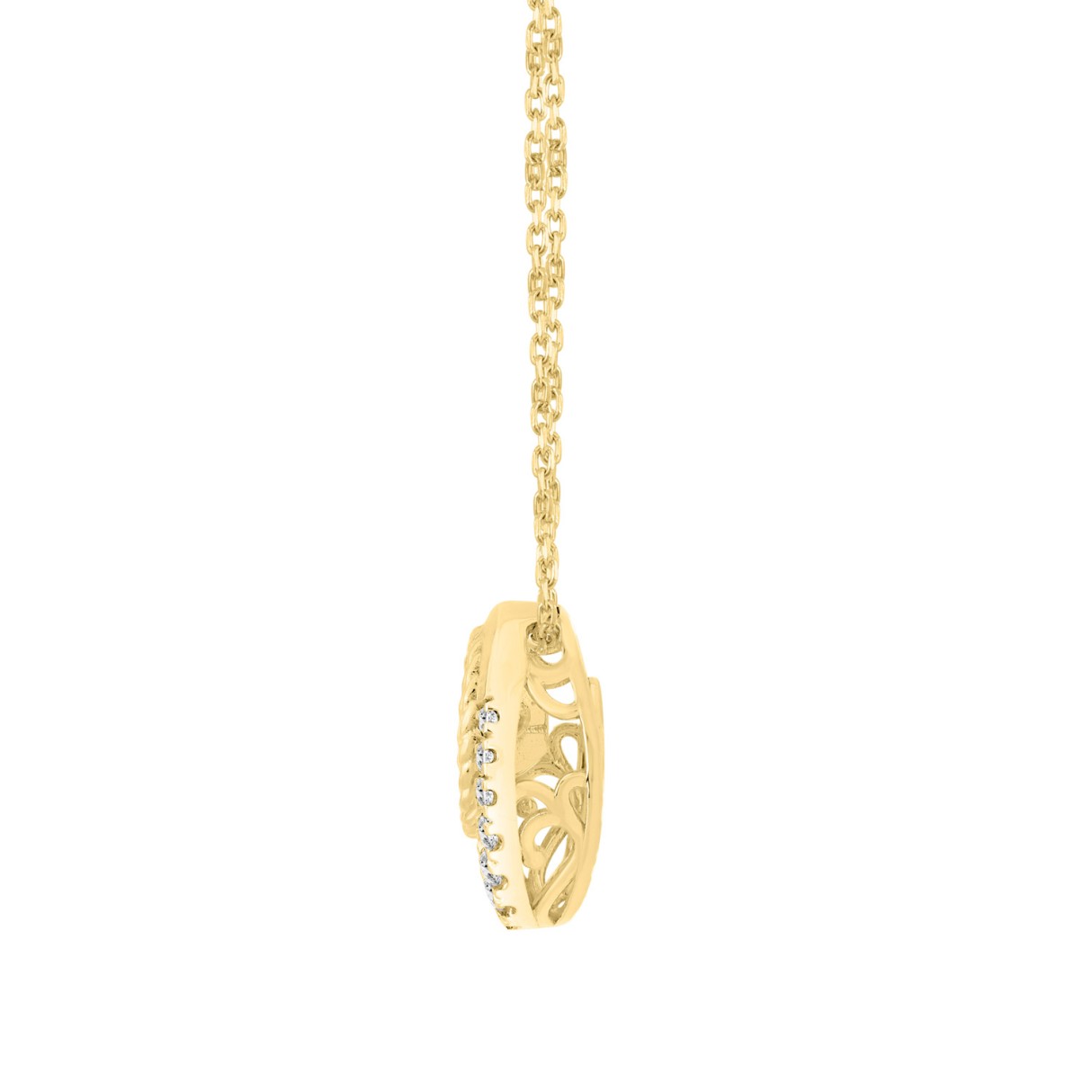 14K YELLOW GOLD 3/4CT ROUND DIAMOND LADIES PENDANT WITH CHAIN (CENTER STONE ROUND DIAMOND 1/2CT)