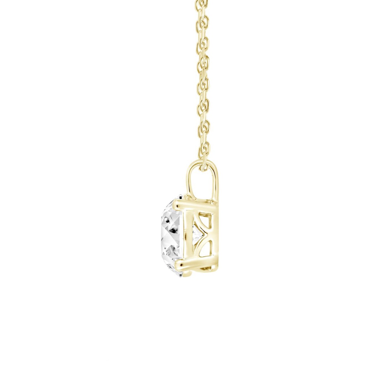 LADIES SOLITAIRE PENDANT WITH CHAIN 3CT ROUND DIAMOND 14K YELLOW GOLD 