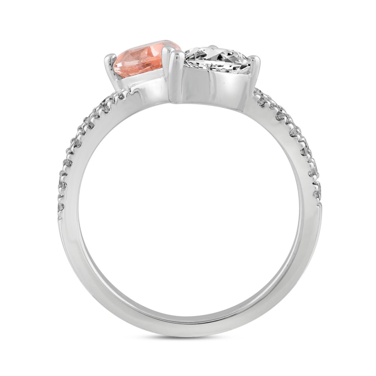 LADIES RING 2CT ROUND/PEAR DIAMOND 14K WHITE/ROSE GOLD (CENTER STONE PEAR DIAMOND 3/4CT )