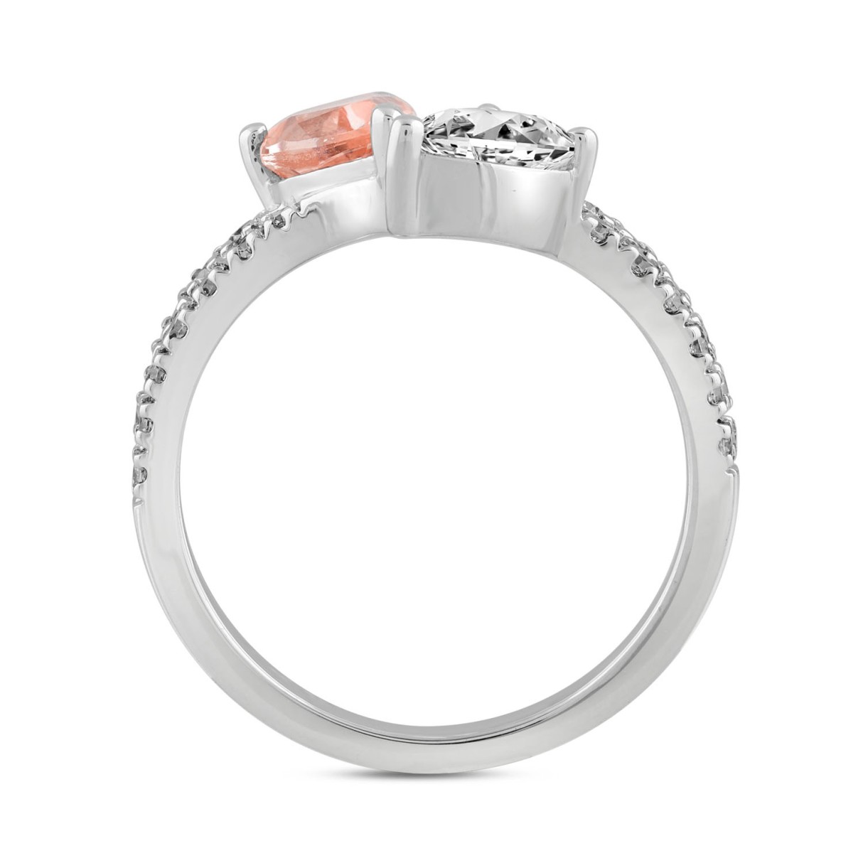 ETERNAL BLUSH COLLECTION LADIES RING 2CT ROUND/PINK PEAR DIAMOND 14K WHITE GOLD (CENTER STONE PINK PEAR DIAMOND 3/4CT)