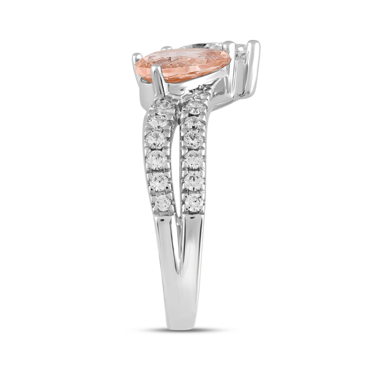 ETERNAL BLUSH COLLECTION LADIES RING 2CT ROUND/PINK PEAR DIAMOND 14K WHITE GOLD (CENTER STONE PINK PEAR DIAMOND 3/4CT)