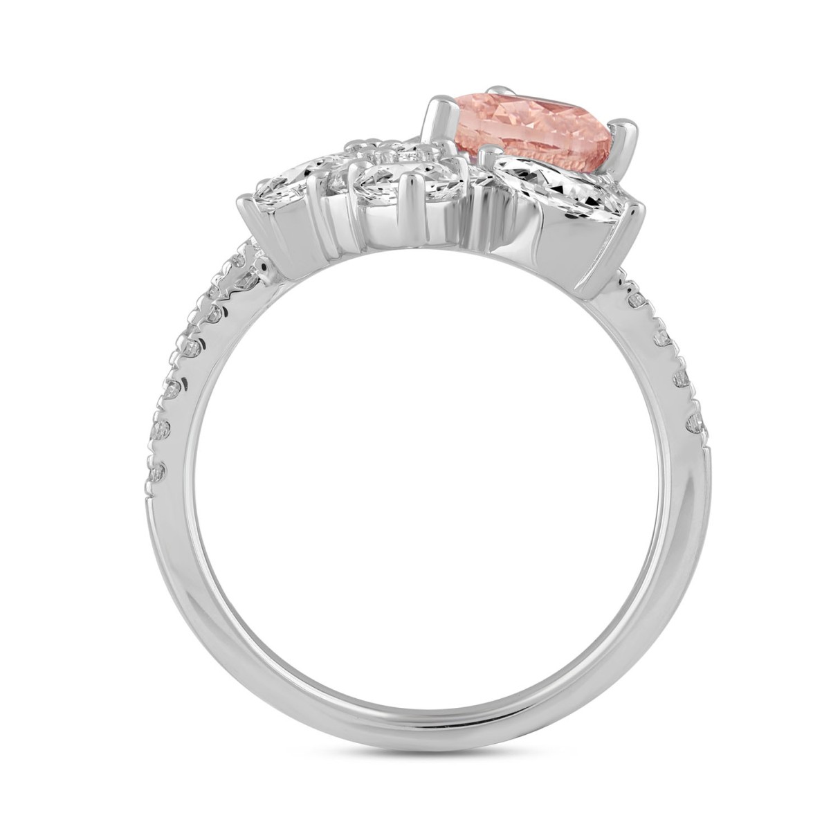 14K WHITE GOLD 3.00CT ROUND/PEAR/MARQUISE DIAMOND LADIES RING  (CENTER STONE PEAR DIAMOND 1 1/2CT)