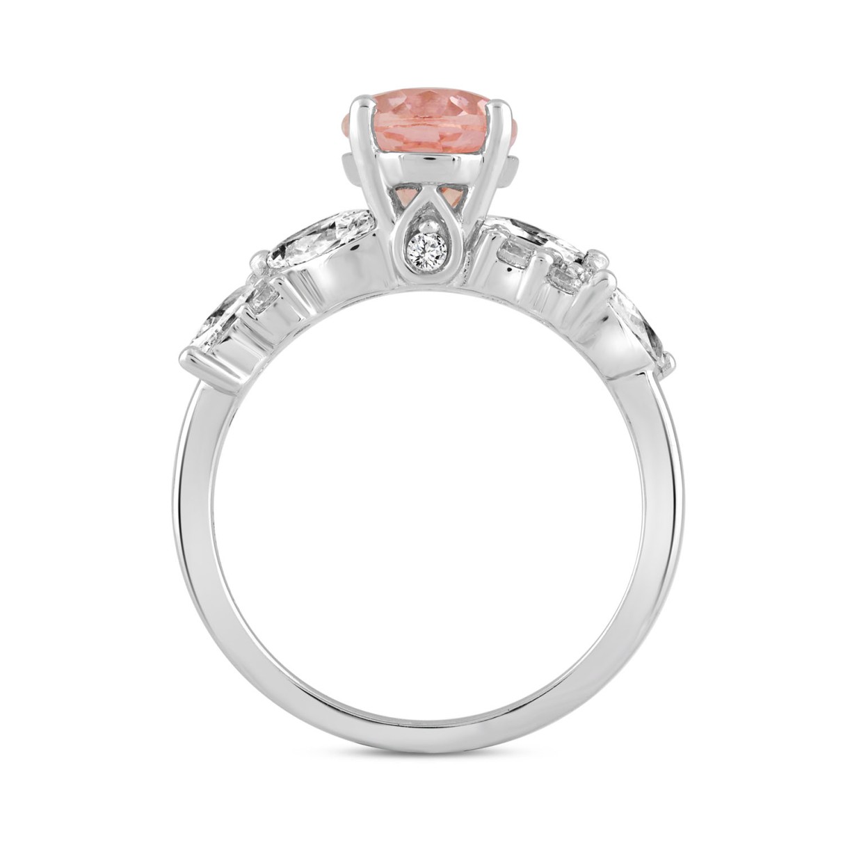 LADIES RING 3 1/4CT ROUND/MARQUISE/OVAL DIAMOND 14K WHITE GOLD (CENTER STONE OVAL DIAMOND 2CT )