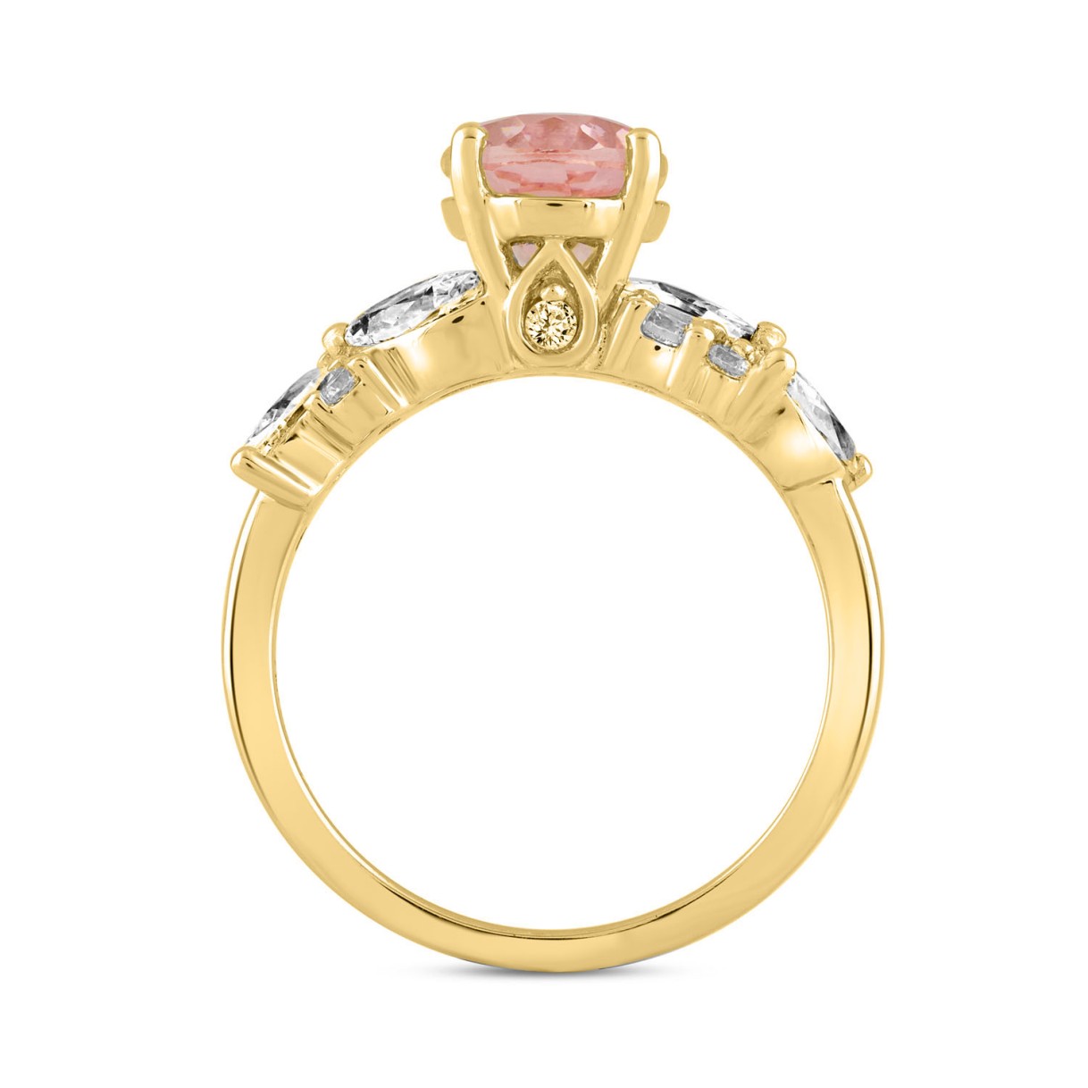 ETERNAL BLUSH COLLECTION LADIES RING 3 1/4CT ROUND/MARQUISE/OVAL DIAMOND 14K YELLOW GOLD (CENTER STONE PINK OVAL DIAMOND 2CT)