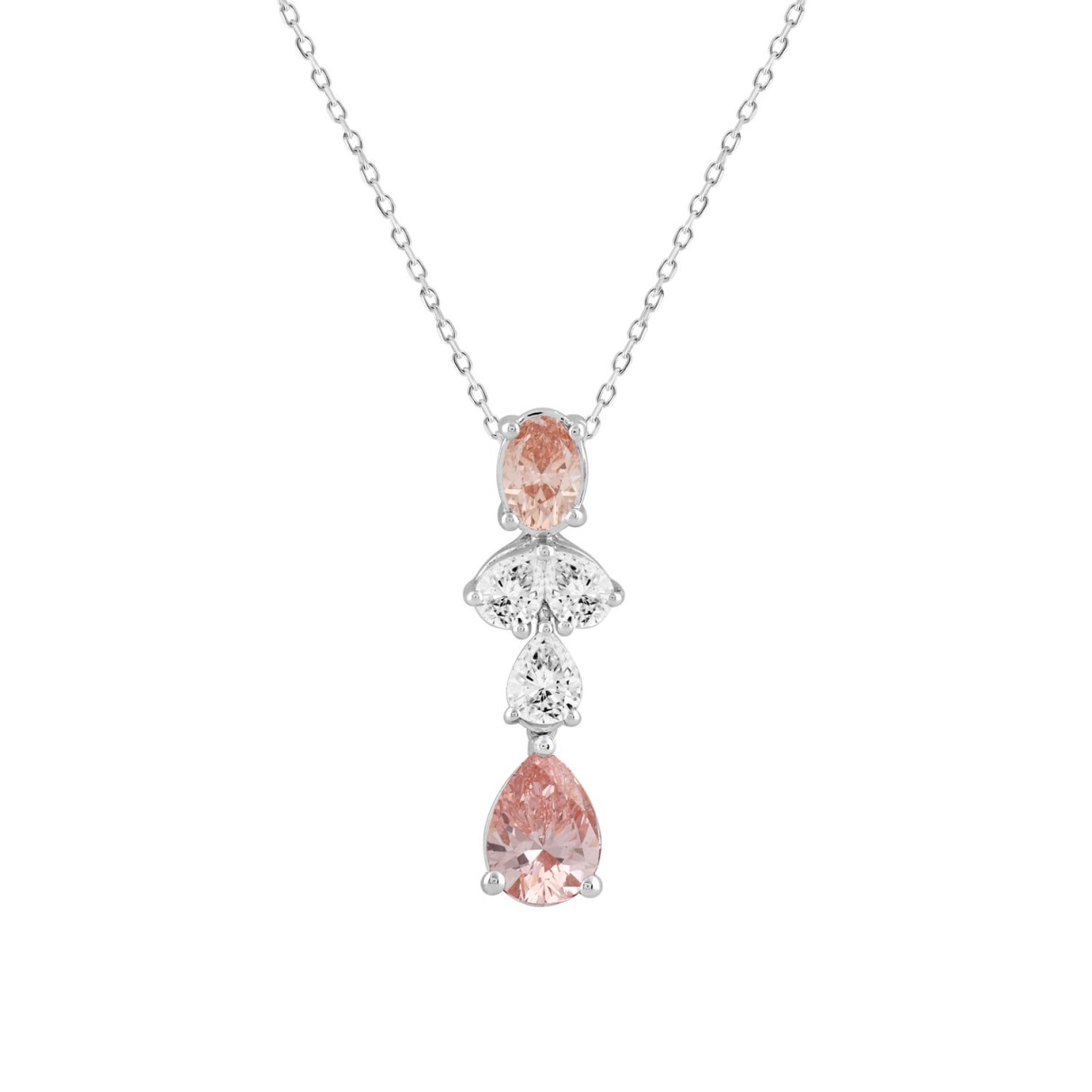 LADIES NECKLACE WITH CHAIN 2CT PEAR/OVAL DIAMOND 1...