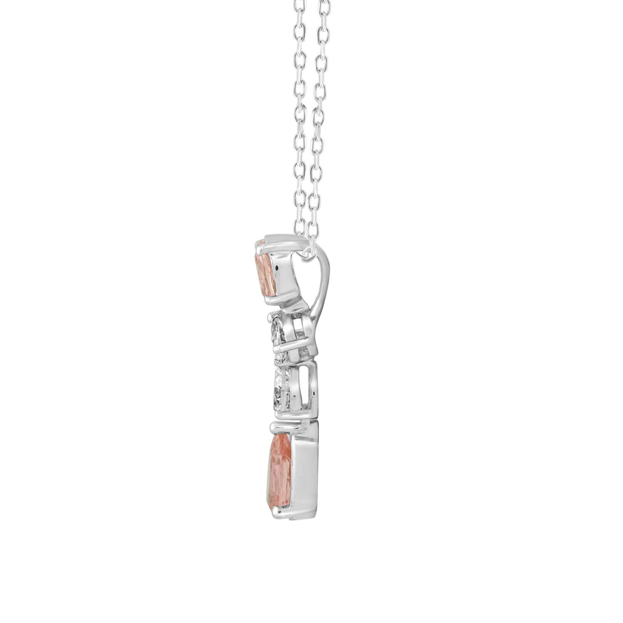 ETERNAL BLUSH COLLECTION LADIES NECKLACE 2CT PEAR/OVAL DIAMOND 14K WHITE GOLD (CENTER STONE PINK OVAL DIAMOND 1/2CT/ PINK PEAR DIAMOND 1CT)