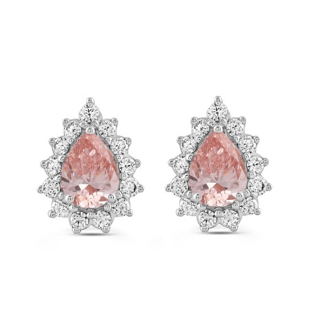 ETERNAL BLUSH COLLECTION MEN'S EARRINGS 3CT ROUND/PEAR DIAMOND 14K WHITE GOLD (CENTER STONE PINK PEAR DIAMOND 1CT) ETERNAL BLUSH COLLECTION MEN'S EARRINGS 3CT ROUND/PEAR DIAMOND 14K WHITE GOLD (CENTER STONE PINK PEAR DIAMOND 1CT)