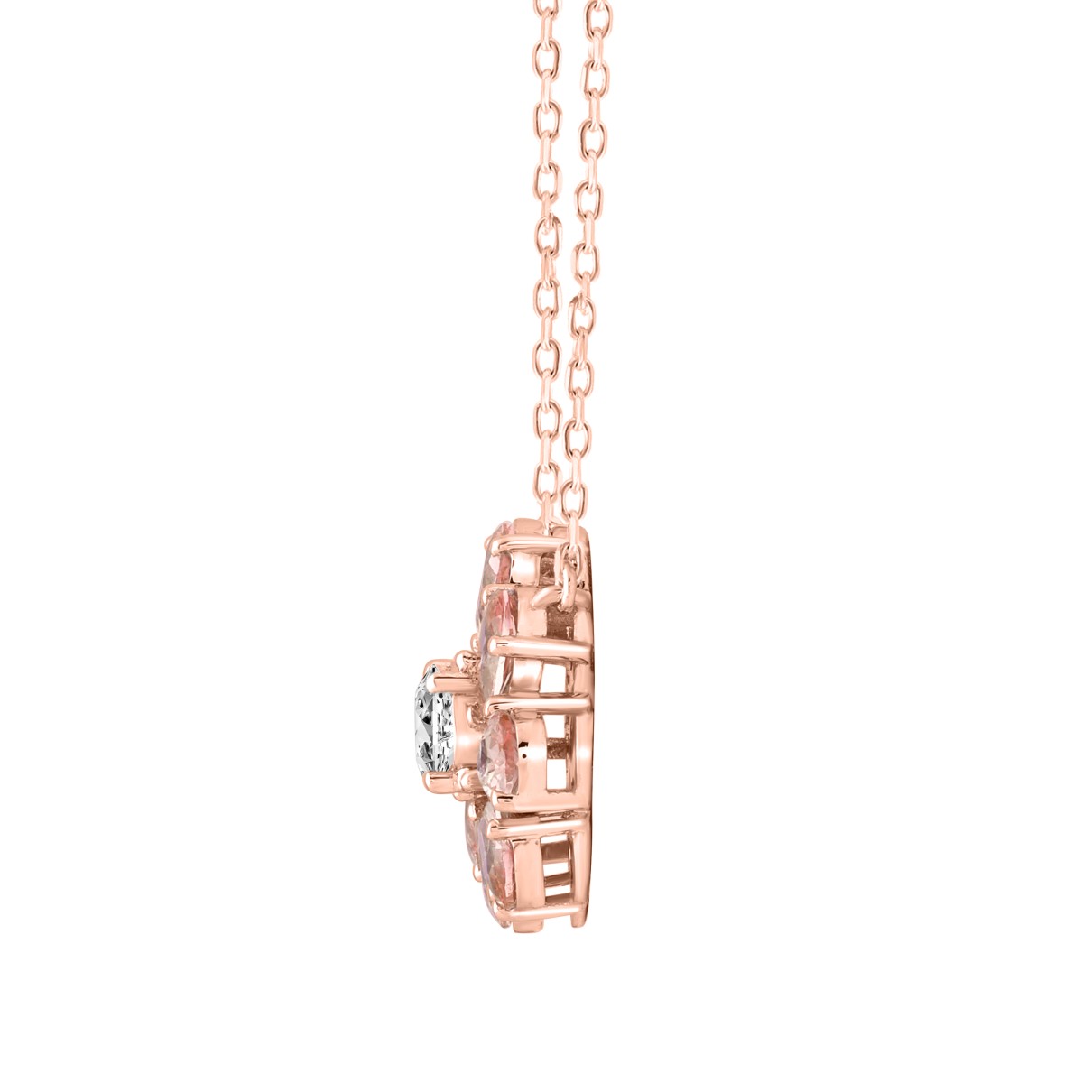 LADIES PENDANTS WITH CHAIN 4 1/2CT ROUND/PEAR DIAMOND 14K ROSE GOLD 