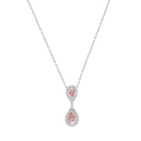 LADIES NECKLACE 2 3/4CT ROUND/PEAR DIAMOND 14K WHITE GOLD 