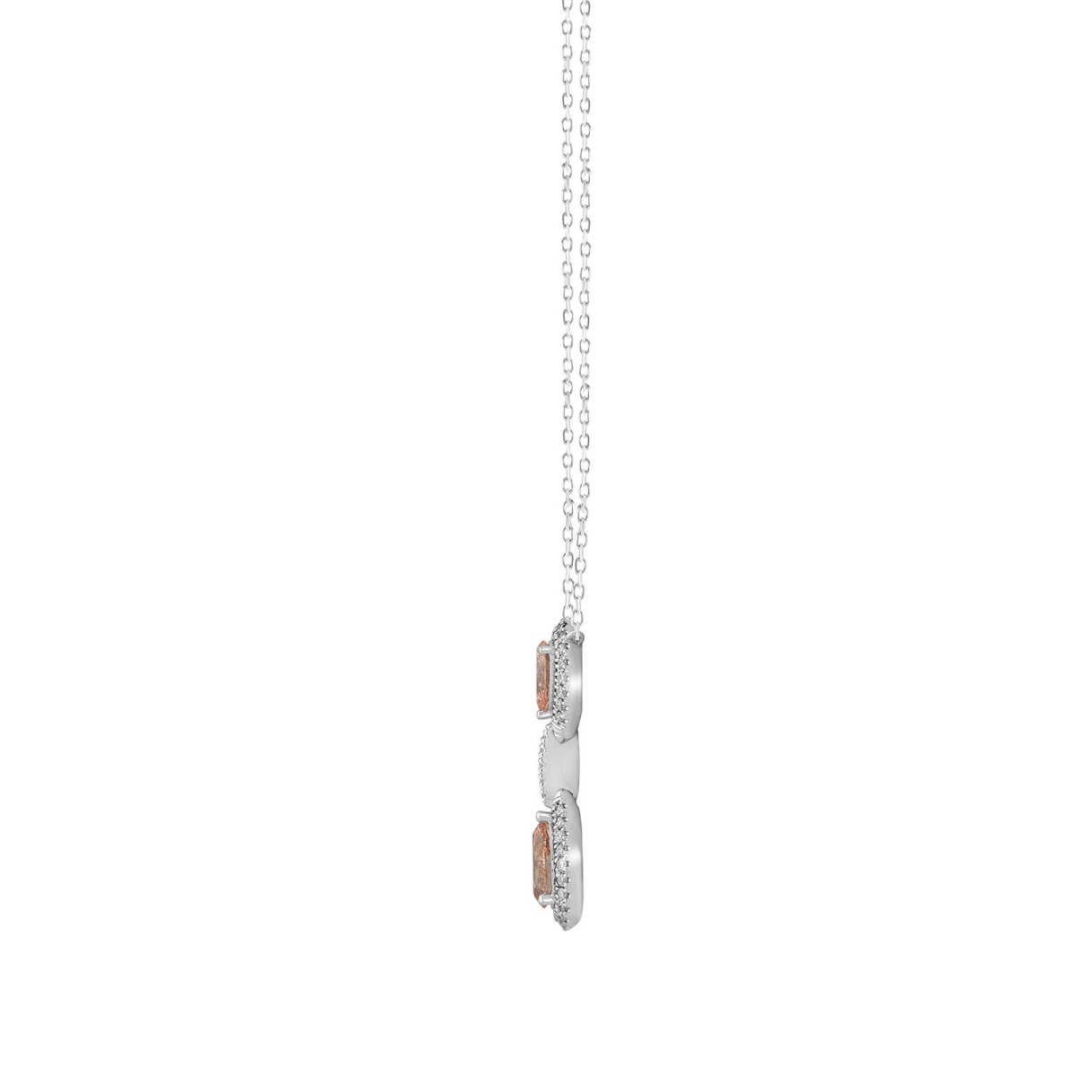 ETERNAL BLUSH COLLECTION LADIES NECKLACE 2 3/4CT ROUND/ PINK PEAR DIAMOND 14K WHITE GOLD 