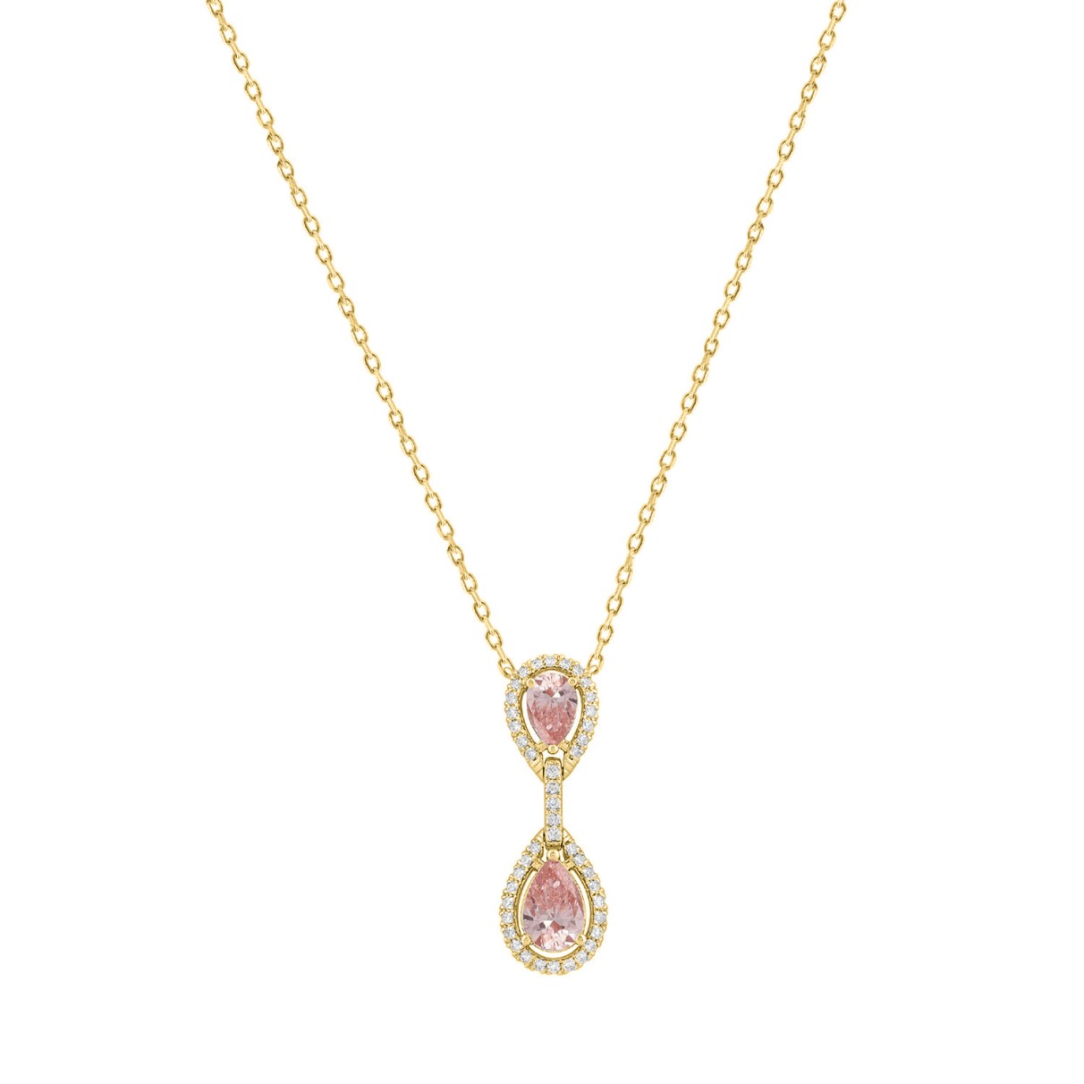 LADIES NECKLACE 2 3/4CT ROUND/PEAR DIAMOND 14K YEL...