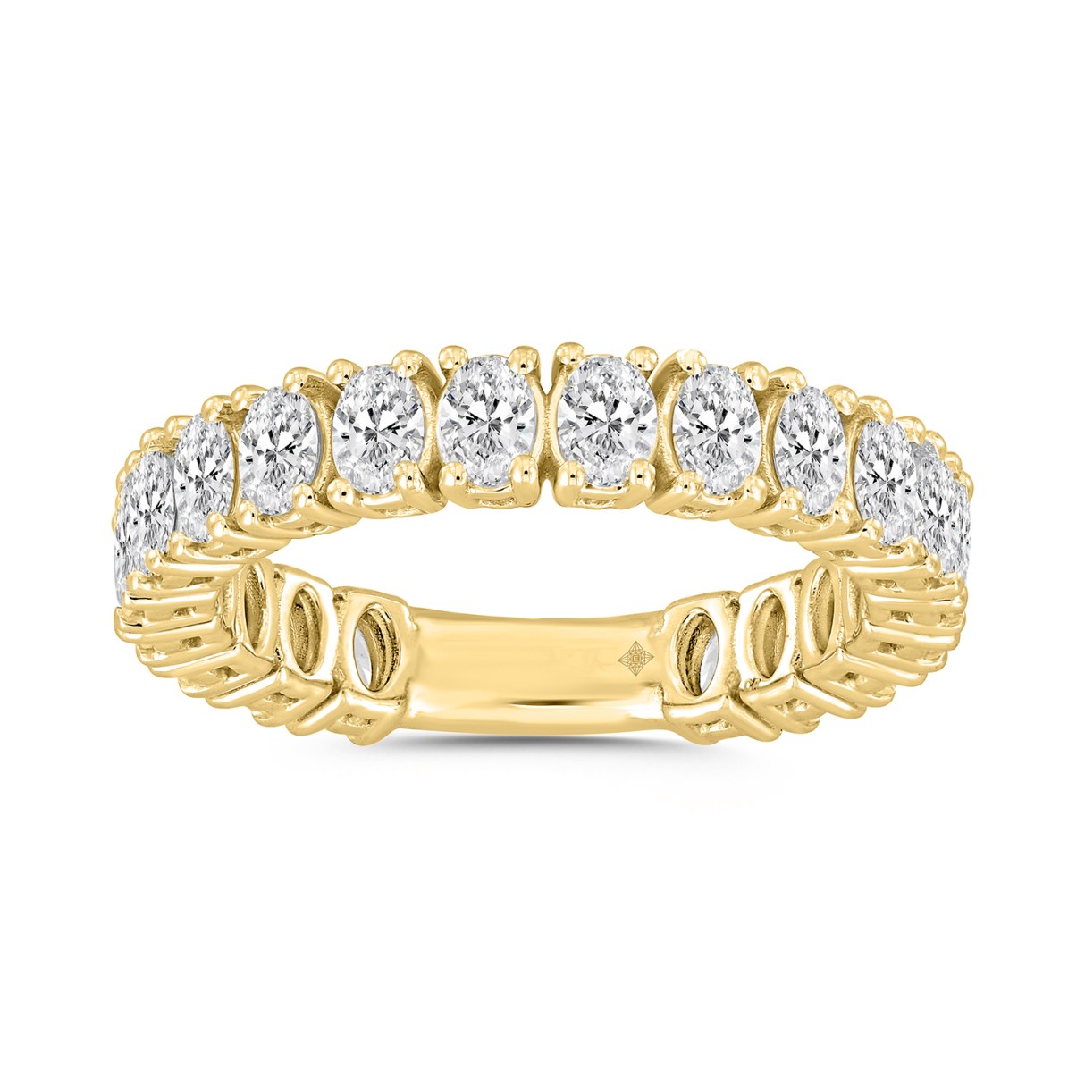 14K Yellow Gold 3.00Ct Oval Cut Diamond Eternity Band For Women Full Eternity Wedding Band (Color F-G -Clarity Vs/Si)
