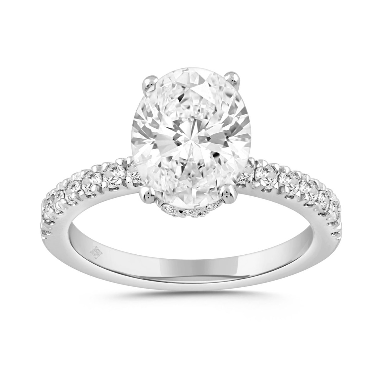 LADIES RING 2 1/2CT ROUND/OVAL DIAMOND 14K WHITE G...