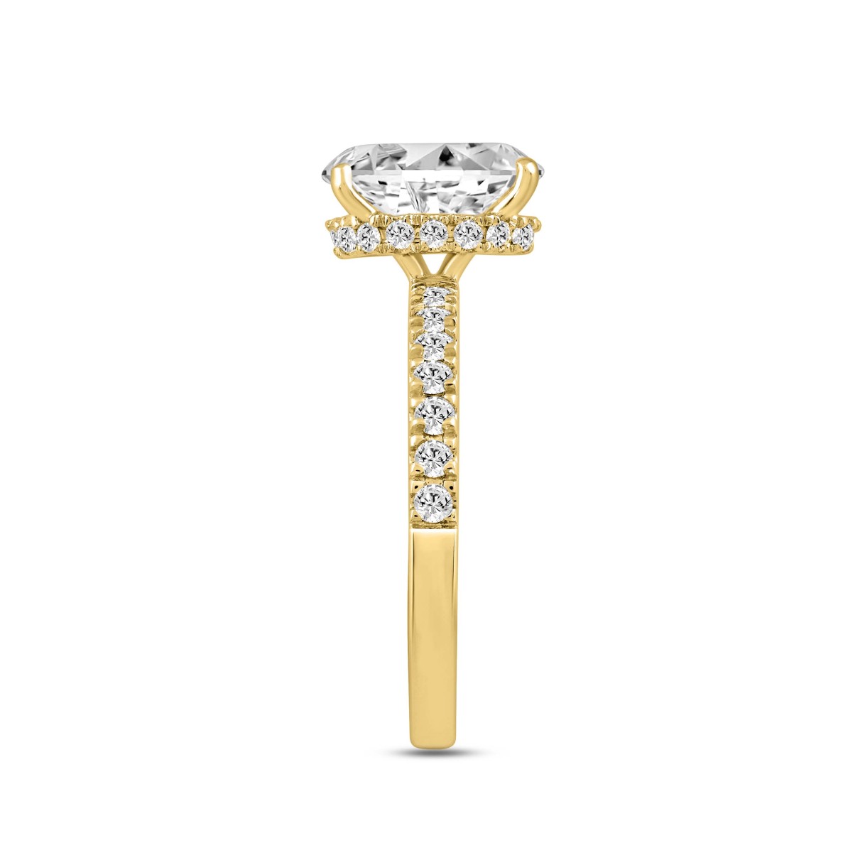 LADIES RING 2 1/2CT ROUND/OVAL DIAMOND 14K YELLOW GOLD (CENTER STONE OVAL DIAMOND 2CT )