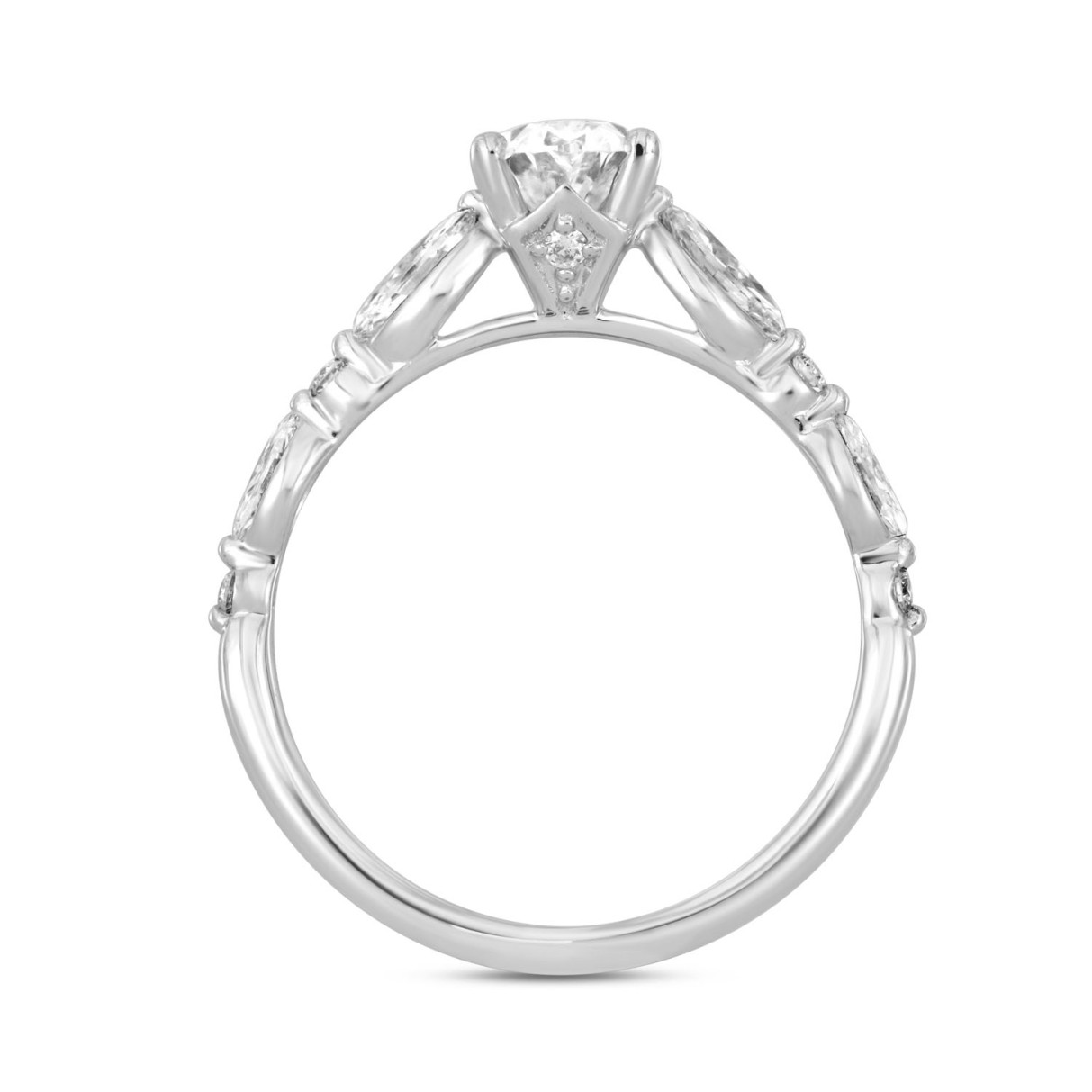 14K WHITE GOLD 2 1/2CT ROUND/OVAL/MARQUISE DIAMOND LADIES RING (CENTER STONE OVAL DIAMOND 2CT)