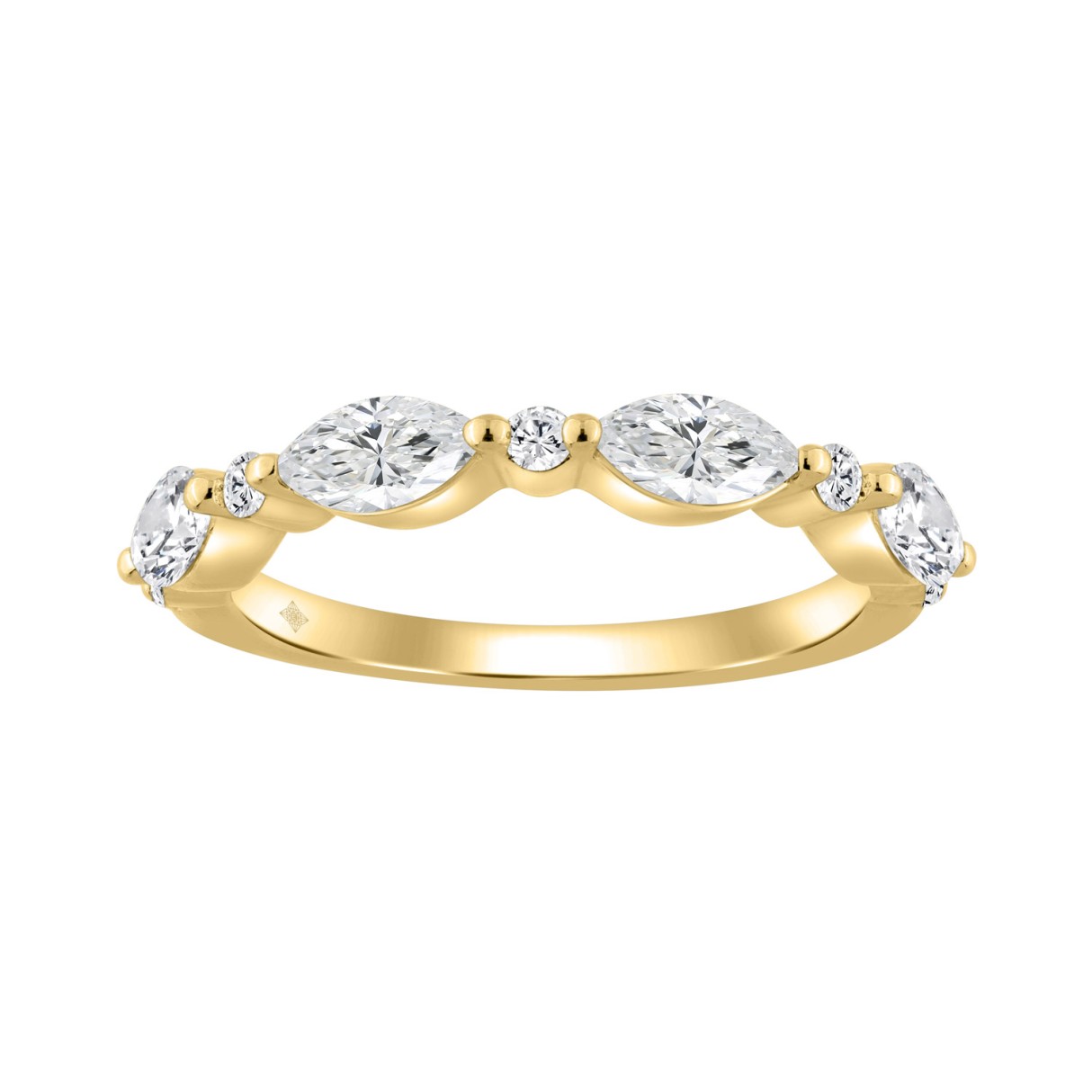 14K YELLOW GOLD 3/4CT ROUND/MARQUISE DIAMOND LADIES BAND 