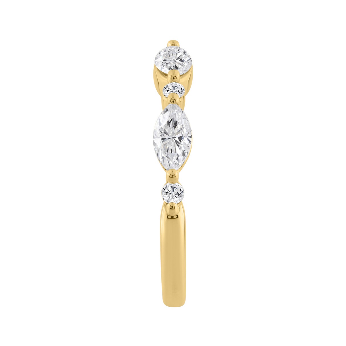 14K YELLOW GOLD 3/4CT ROUND/MARQUISE DIAMOND LADIES BAND 