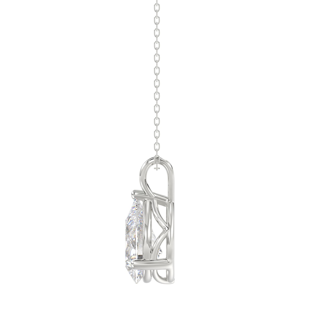 LADIES SOLITAIRE PENDANT 2 1/2CT PEAR DIAMOND 14K WHITE GOLD 