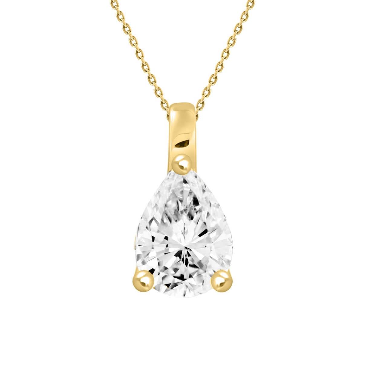 LADIES SOLITAIRE PENDANT 2 1/2CT PEAR DIAMOND 14K YELLOW GOLD 