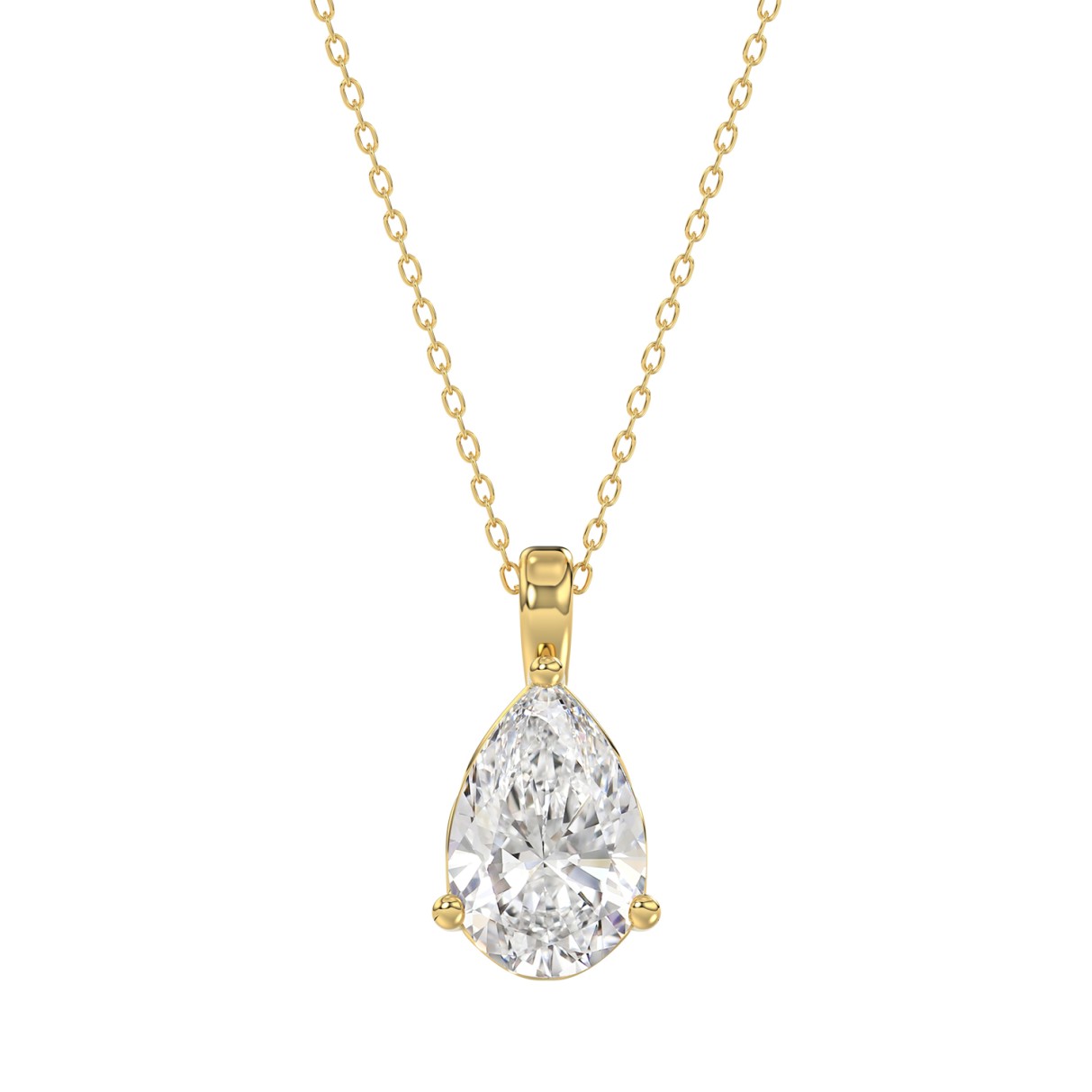 LADIES SOLITAIRE PENDANT 2 1/2CT PEAR DIAMOND 14K YELLOW GOLD 