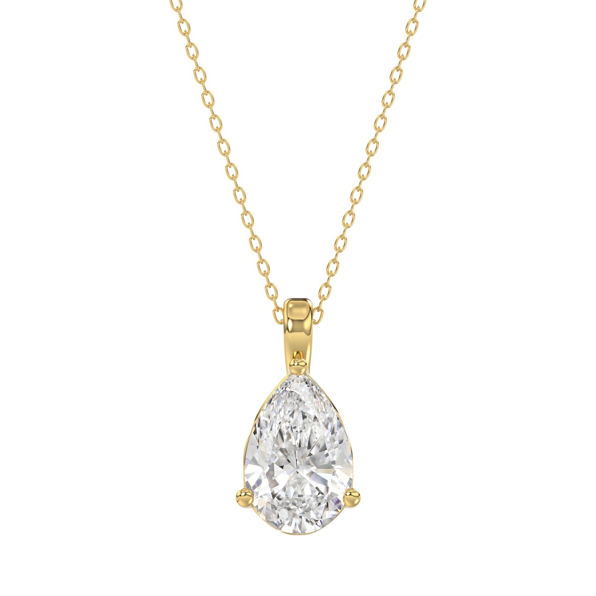 LADIES SOLITAIRE PENDANT 2 1/2CT PEAR DIAMOND 14K YELLOW GOLD 