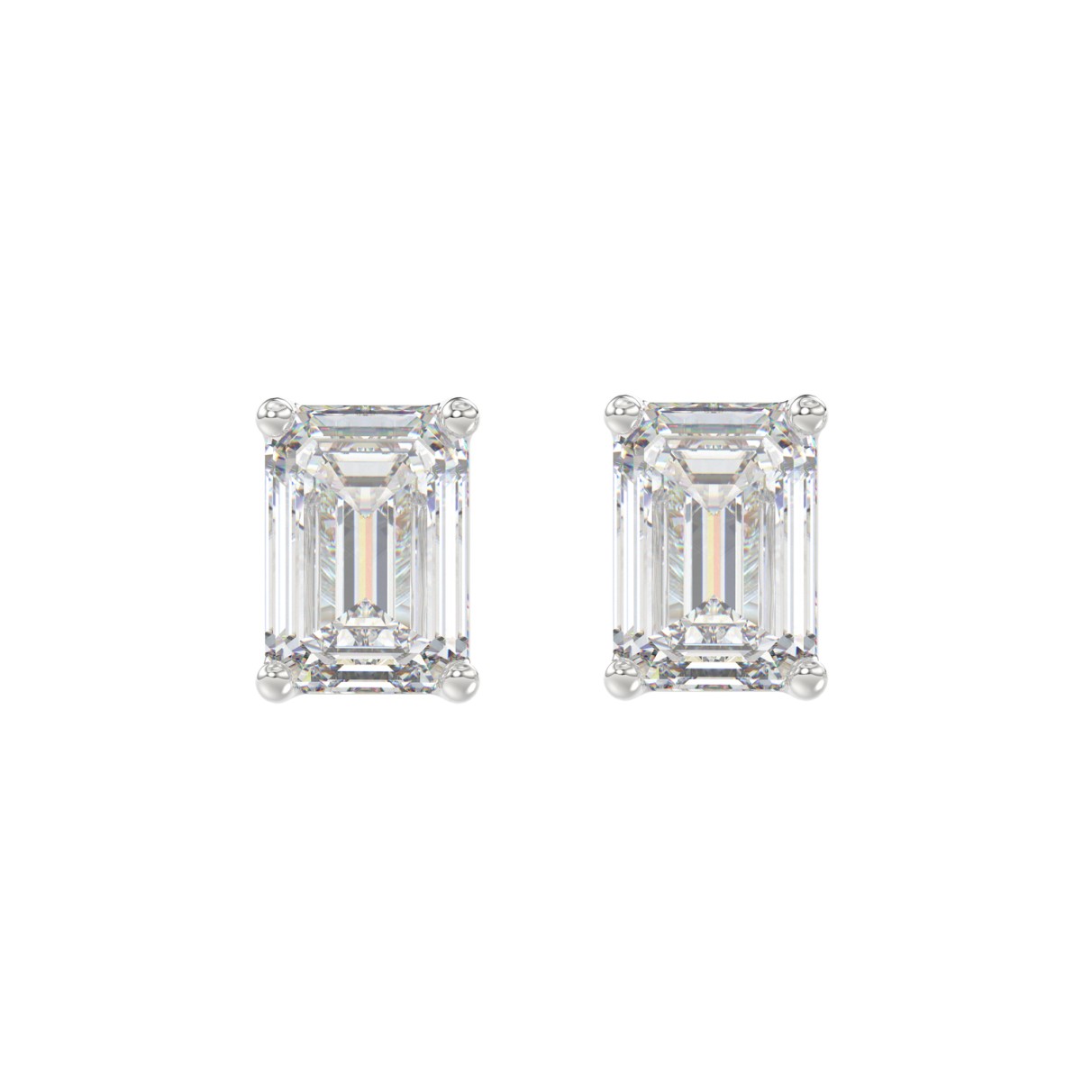 LADIES SOLITAIRE EARRINGS 4.00CT EMERALD DIAMOND 1...