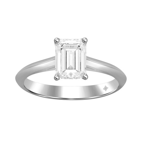 LADIES SOLITAIRE RING 2 1/2CT EMERALD DIAMOND 14K WHITE GOLD (CENTER STONE EMERALD DIAMOND 1/2CT )